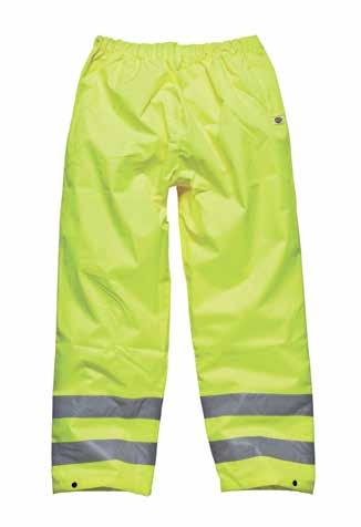 This clothing is intended to provide conspicuity in hazardous situations under any light conditions by day and under illumination by vehicle headlights in the dark.