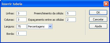 Como inserir uma tabela Utilize a barra Inserir ou o menu Inserir para criar uma nova tabela.