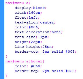 Formatando o menu de navegação Formatação aplica a toda tag <a> que estiver dentro de uma tag <nav> com a id menu. O elemento <a> é do inline, alteramos para display:block para atribuirmor largura.