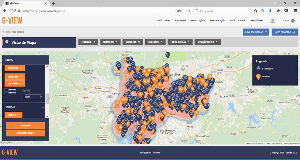 Os FILTROS podem ser utilizados para visualizar determinados Eleitores ou