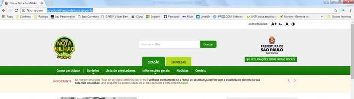 COMO EMITIR A 1) Acesse o site da Nota Fiscal Paulistana: