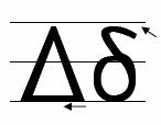Delta (é) 1. DELTA TA, De/lta ou de/lta. 2. Seu nome em língua portuguesa é delta (é). 3. É a quarta letra do alfabeto grego e a terceira das consoantes. 4.