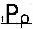 É a décima sexta letra do alfabeto grego e a décima primeira das consoantes. 4. Translitera-se por P quando maiúscula e p quando 5.