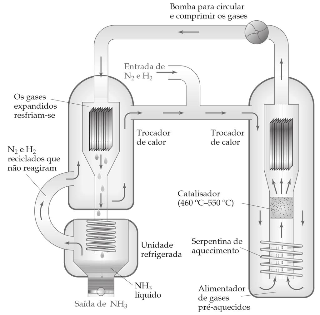 Química I NOTA EXPLICATIVA Abaixo ilustramos um diagrama esquemático resumindo a produção industrial da amônia.