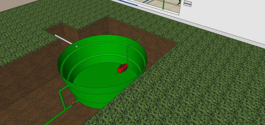 63 Figura 22 Cisterna enterrada e conjunto moto-bomba Fonte: Arquivo do autor Com o auxílio de uma bomba, a água da cisterna é bombeada até a caixa d água superior (Figura 23), onde através de tubos