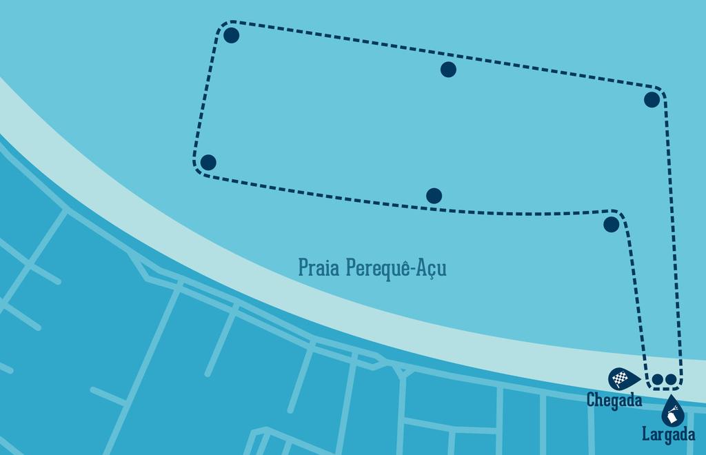 CLASSIC 2KM DE NATAÇÃO NO MAR Largada: 9h A prova: a largada será na Praia de Perequê-Açu e a chegada no mesmo local, totalizando 2km de percurso no mar.