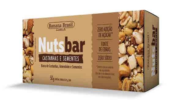 Cód. 1285 NUTS BAR CASTANHAS E SEMENTES 20 X 25G Cód. 1286 NUTS BAR CASTANHAS E FRUTAS 20 X 25G Cód. 1735 NUTS BAR CASTANHAS E CHOCOLATE 20 X 25G Cód.