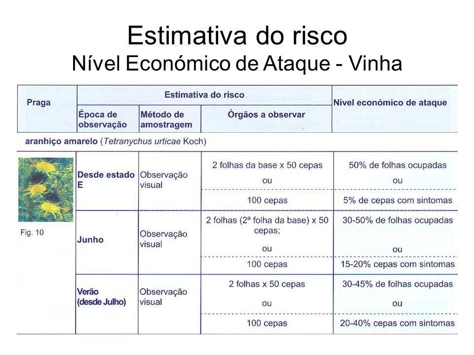 Gestão de pragas e doenças Estimativa de risco e nível económico de ataque Nível económico de ataque Tem