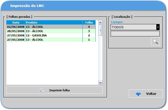 Ao final da gravação será apresentada uma mensagem informando o sucesso na gravação e a folha em que a mesma será armazenada. Imprimindo LMC 1.