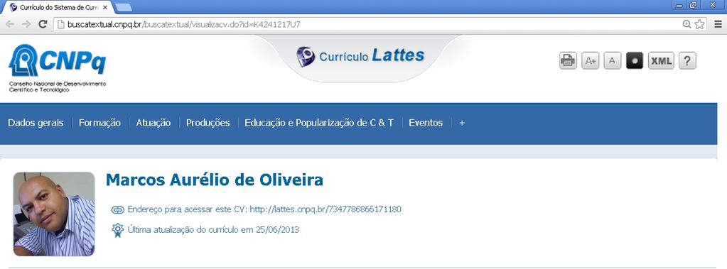 Segunda etapa do Cadastro pessoal do Pesquisador Selecionar a Especialização Acadêmica Obs. Infelizmente o sistema só prevê as Especialidades da área da Saúde.