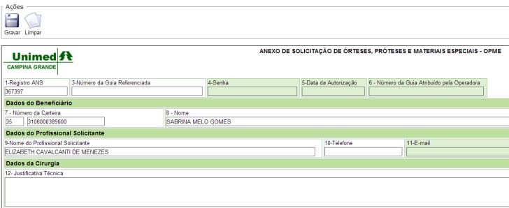 Guia de Internação NOVO STATUS a Complementar Caso queira cadastrar, selecione o tipo de