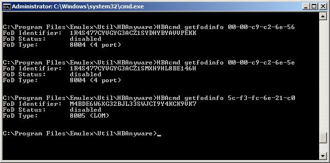 Usando o Utilitário hbacmd para Recuperar e Exibir um Identificador Exclusio Se ocê estier usando o utilitário de linha de comandos hbacmd Emulex a partir de um ambiente do sistema operacional