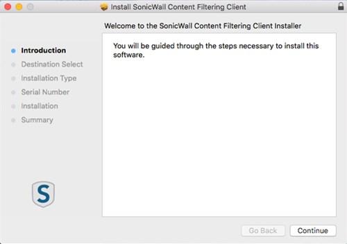 Opções de Mac O Cliente de filtragem de conteúdo SonicWall pode ser instalado facilmente em um sistema Mac.