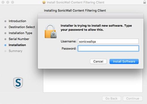 Tópicos: Instalação em Mac OS Desinstalar em Mac OS Instalação em Mac OS Para instalar o Cliente de filtragem de conteúdo SonicWall para um sistema a executar Mac OS: 1 Faça login na sua conta