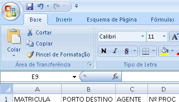 5. Guia de Entrada Importação do Ficheiro de Contentores Vazios A funcionalidade de criação de guias de entrada automáticas para contentores vazios através do Excel foi alterada, a estrutura do