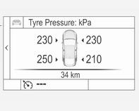 Conservação do veículo 279 O estado do sistema e os avisos de pressão são indicados por uma mensagem com o pneu em questão no Centro de Informação do Condutor.