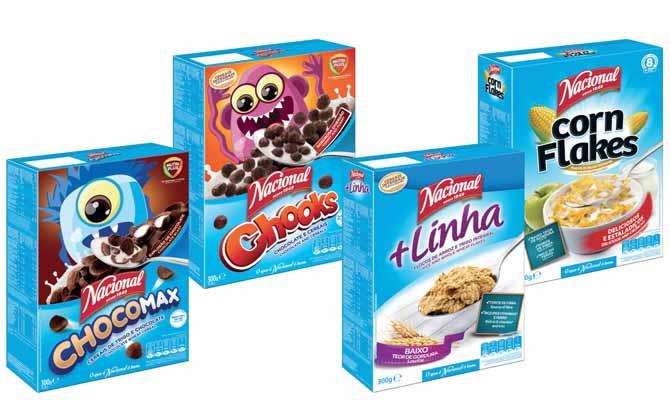 CEREAIS DE PEQUENO-ALMOÇO BREAKFAST CEREALS Porque a Nacional procura agradar a toda a família, apresenta uma extensa gama de cereais de pequeno-almoço.