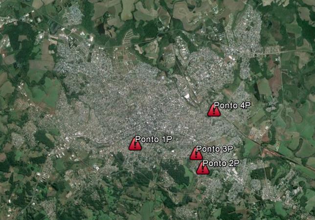 Figura 2. Mapeamento dos pontos críticos de inundação e alagamento da área urbana do município de Passo Fundo (Google Earth, 2016). 3.