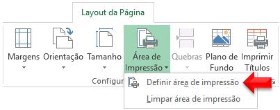 3. No grupo Configuração de Página, clique em Área de Impressão; 4.