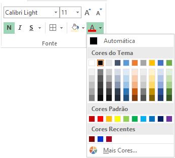 COR DE FONTE Mudar a cor do texto. 1. Se seu arquivo Fundamentos.xlsx, não estiver aberto, abra-o; 2.