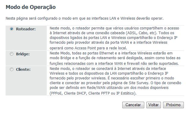 Definindo o modo de operação 6.