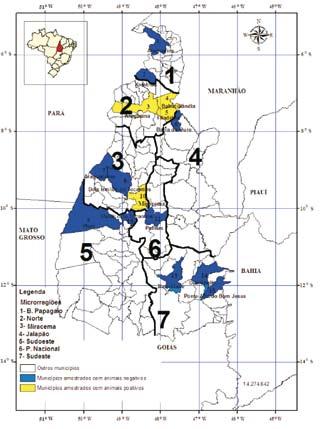 120 MOURA SOBRINHO, P. A. de et al. FIGURA 1. Representação geográfica dos municípios do Estado do Tocantins com amostra para LVPR em caprinos. TABELA 1.