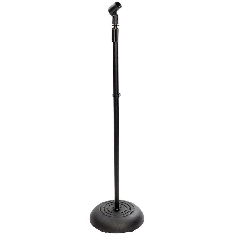 5 (cinco) pedestais girafa para pratos (DW, Pearl, Yamaha, Gibraltar ou Tama) 1 (um) pedestal de microfone reto com base redonda (K&M, Atlas ou Saty) 1 (um) pedestal de microfone girafa (K&M, Atlas