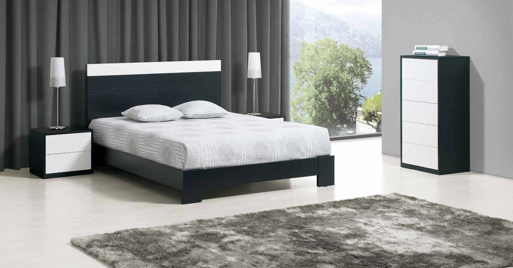 38// OLIMPO QUARTO CASAL 1 PRETO BRANCO Cama de casal simples com estrado incluído para colchão 200x150cm Opção: cama elevatória BLACK WHITE - COUPLE ROOM 1 - Simple bed