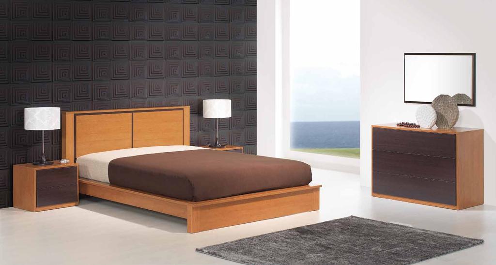 44// NEXUS QUARTO CASAL CEREJEIRA ROBLE Cama casal simples com estrado incluído para colchão de 200x150cm Opção: cama elevatória CHERRY ROBLE - COUPLE ROOM - Simple bed