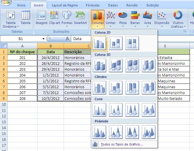 Uma vez que o gráfico tenha sido criado e você percebeu um erro ou que ele não tenha saído da maneira que você queria, basta clicar no gráfico e pressionar a tecla Backspace no teclado para excluí-lo