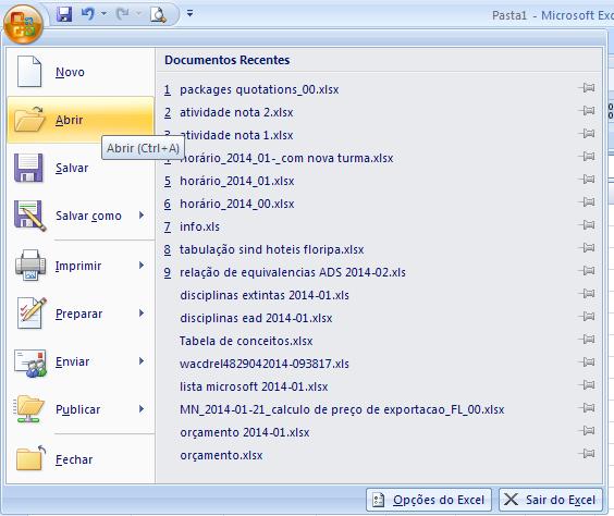 16. Abrir pastas de trabalho salvas Uma vez salvas as pastas de trabalho do Excel, você pode abri-las de diversas formas.