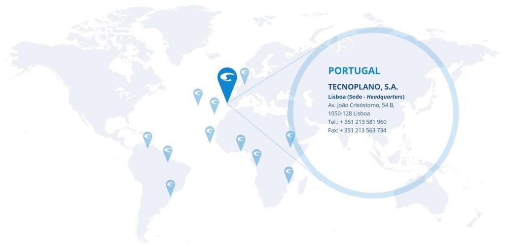 Obrigado! Bruno Silva bruno.silva@tecnoplano.pt PORTUGAL BÉLGICA ANGOLA BRASIL MOÇAMBIQUE TECNOPLANO, S.A. Lisboa (Sede - Headquarters) Av. João Crisóstomo, 54 B 1050-128 Lisboa Tel.