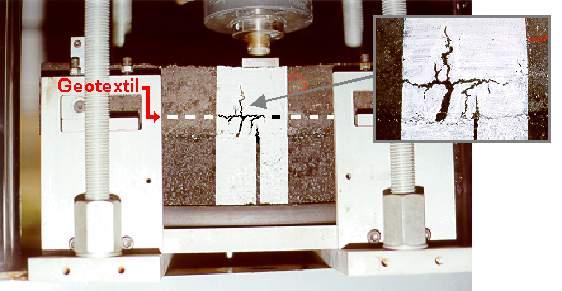 Figura 4 - Fratura da viga com camada intermediária de geotêxtil não tecido Bidim OP