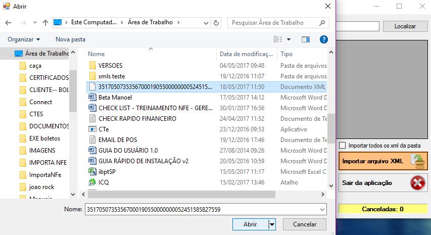 Importar arquivo XML Buscar a mesma no local que você a tenha