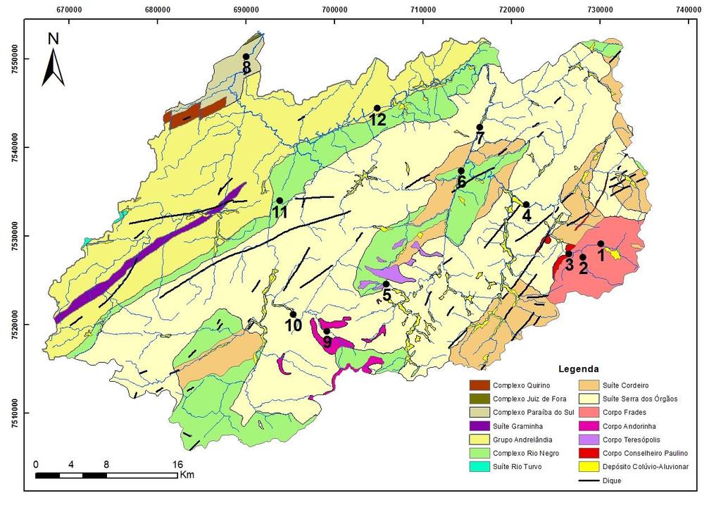 47 47 Figura 10 - Mapa geológico com a distribuição dos