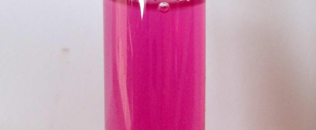 Adicionandose mais 4 gotas do Reagente ca 1 (gota à gota) à amostra azulada, obteve-se a cor rosa (pink)