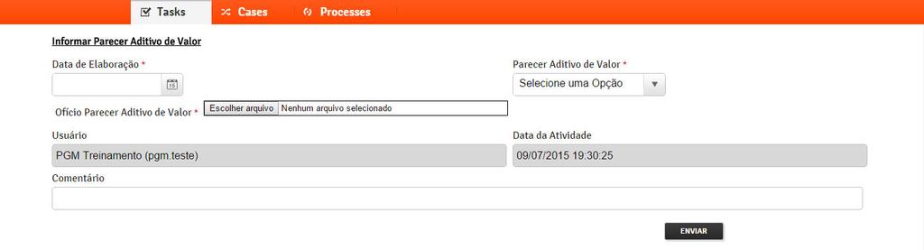 17 PREPARAR DOCUMENTAÇÃO DO ADITIVO O usuário deverá indicar a justificativa para o aditivo, bem como anexar os documentos necessários ao andamento do processo e indicar a alteração do valor global,