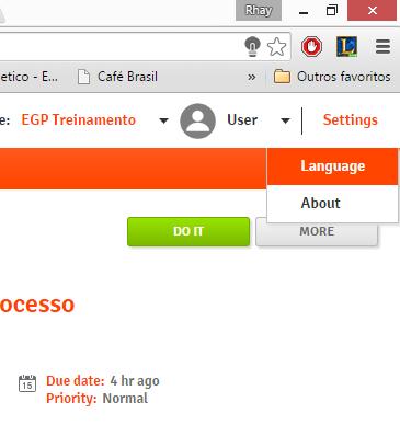 Para os usuários que desejarem alterar para Português,
