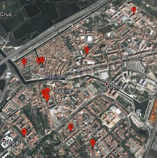 Figura 16 - Localização dos 11 restaurantes na área de estudo onde foram recolhidos os RU.