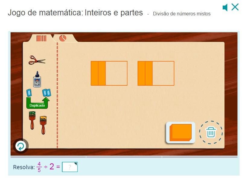 5 P e rgunt e aos alunos qual o quociente. O quociente é, porque cada grupo contém duas partes coloridas, e cada parte colorida equivale a.