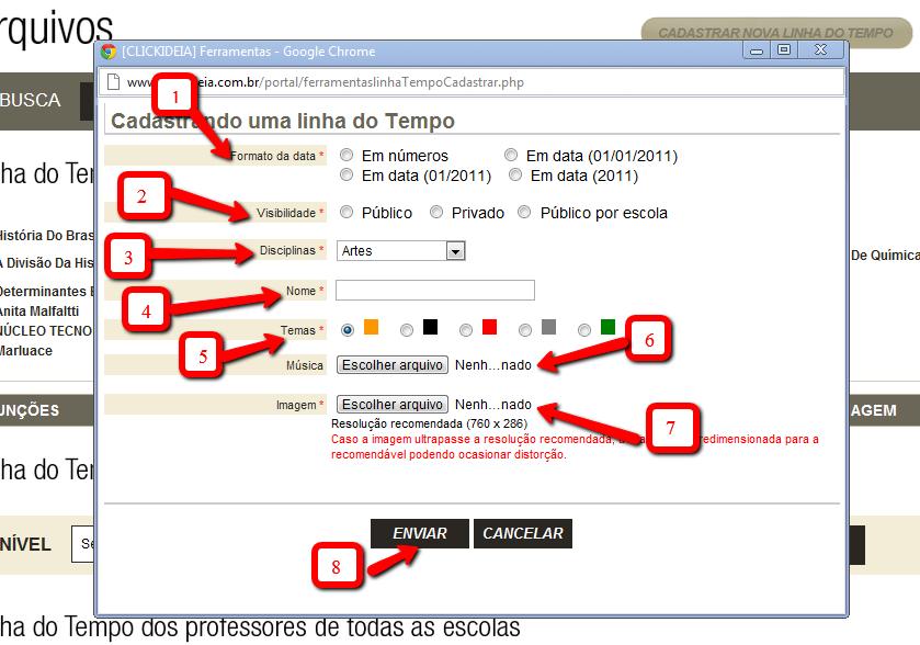 5 1. Definir o formato da data apresentada em sua linha do tempo: Em números: Utilizam-se quando for expressar datas muito distantes, como por exemplo, períodos pré-históricos.