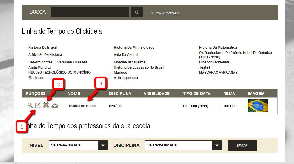 7 1. Nesse botão você pode redefinir algumas configurações da sua linha do tempo