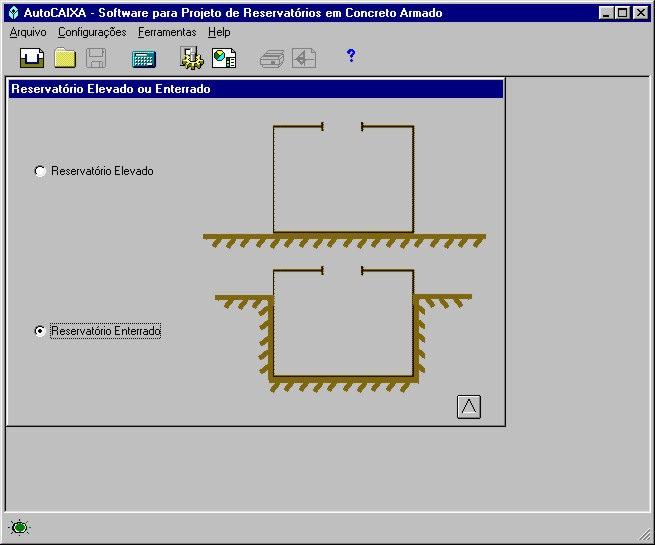 AutoCAIXA Software para projeto de reservatórios em concreto armado Tipo de reservatório: O primeiro passo para a elaboração do projeto de um