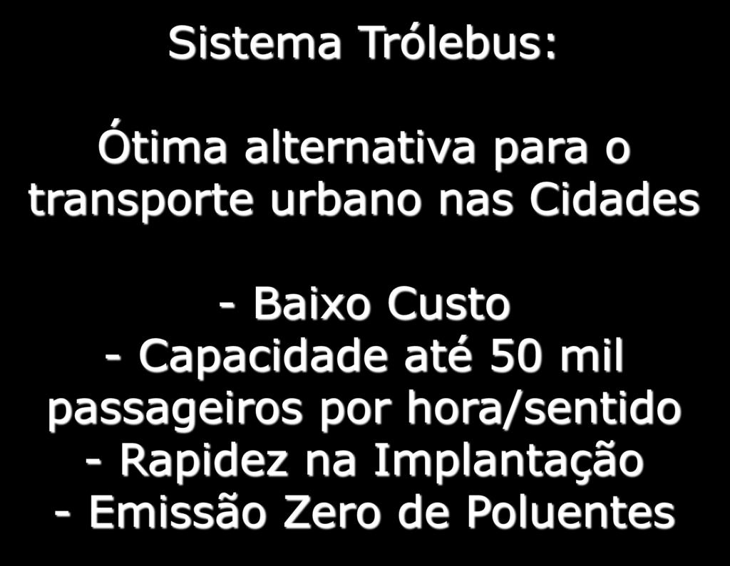 Sistema Trólebus: Ótima alternativa para o transporte urbano nas Cidades - Baixo Custo - Capacidade