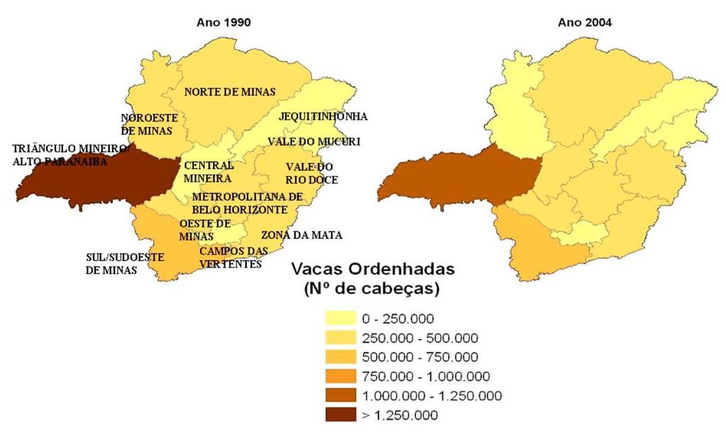 Figura 16 Distribuição das vacas ordenhadas, por mesorregião, em