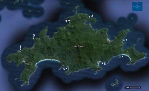 ÁREA DE ESTUDO A Baia da Ilha Grande está localizada ao sul do Estado do Rio de Janeiro. Está situada entre as latitudes 23 04 05 e 23 13 8 S e as longitudes de 044 05 05 e 044 22 06 W.