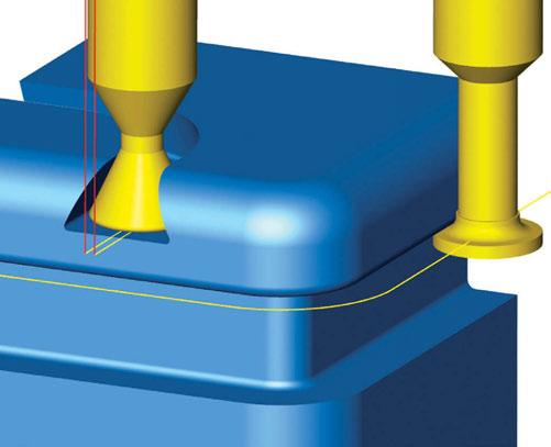 Geral Borda de corte da ferramenta definível livremente Essa extensão permite geometrias de ferramenta definíveis livremente para serem utilizadas na usinagem nos ciclos 2D selecionados.