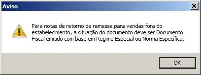 do estabelecimento cfe. Art. 434 RICMS esteja selecionada nos parâmetros da empresa. Quando efetuado os lançamentos de Entradas e Saídas com um dos CFOPs 1.904, 2.904, 5.904 e 6.