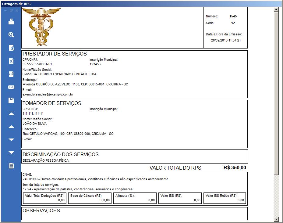 O botão Gravar lote somente ficará habilitado após o arquivo de RPS ter sido gerado. Clique no botão Gravar lote para que o lote seja gravado.