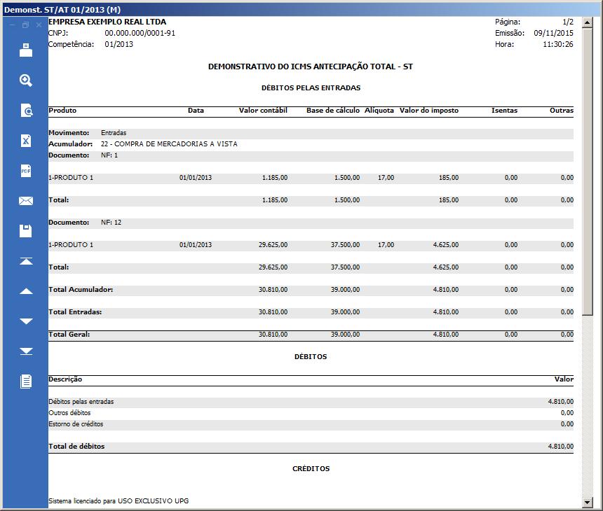 2.2.3.2. Livros Fiscais - Registro de Entradas No menu